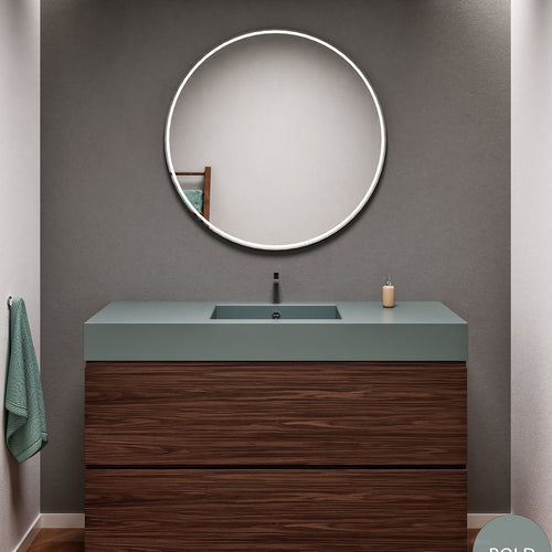 Aurora Single Set – Corian Sink & Countertop with 2 Drawers Vanity - ROVALUX
