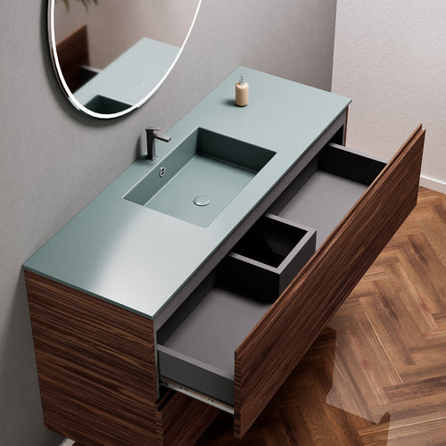 Aurora Single Set – Corian Sink & Countertop with 2 Drawers Vanity - ROVALUX