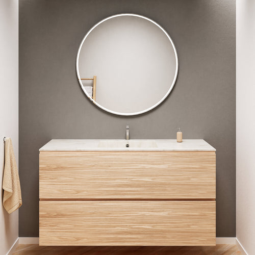 Aurora Single Set – Corian Sink & Countertop with 2 Drawers Vanity - ROVALUX
