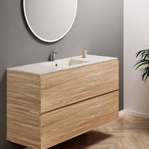 Aurora Single Set – Corian Sink & Countertop with 2 Drawers Vanity - ROVALUX