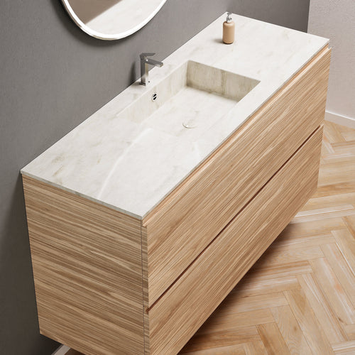 Aurora Single Set – Corian Sink & Countertop with 2 Drawers Vanity - ROVALUX