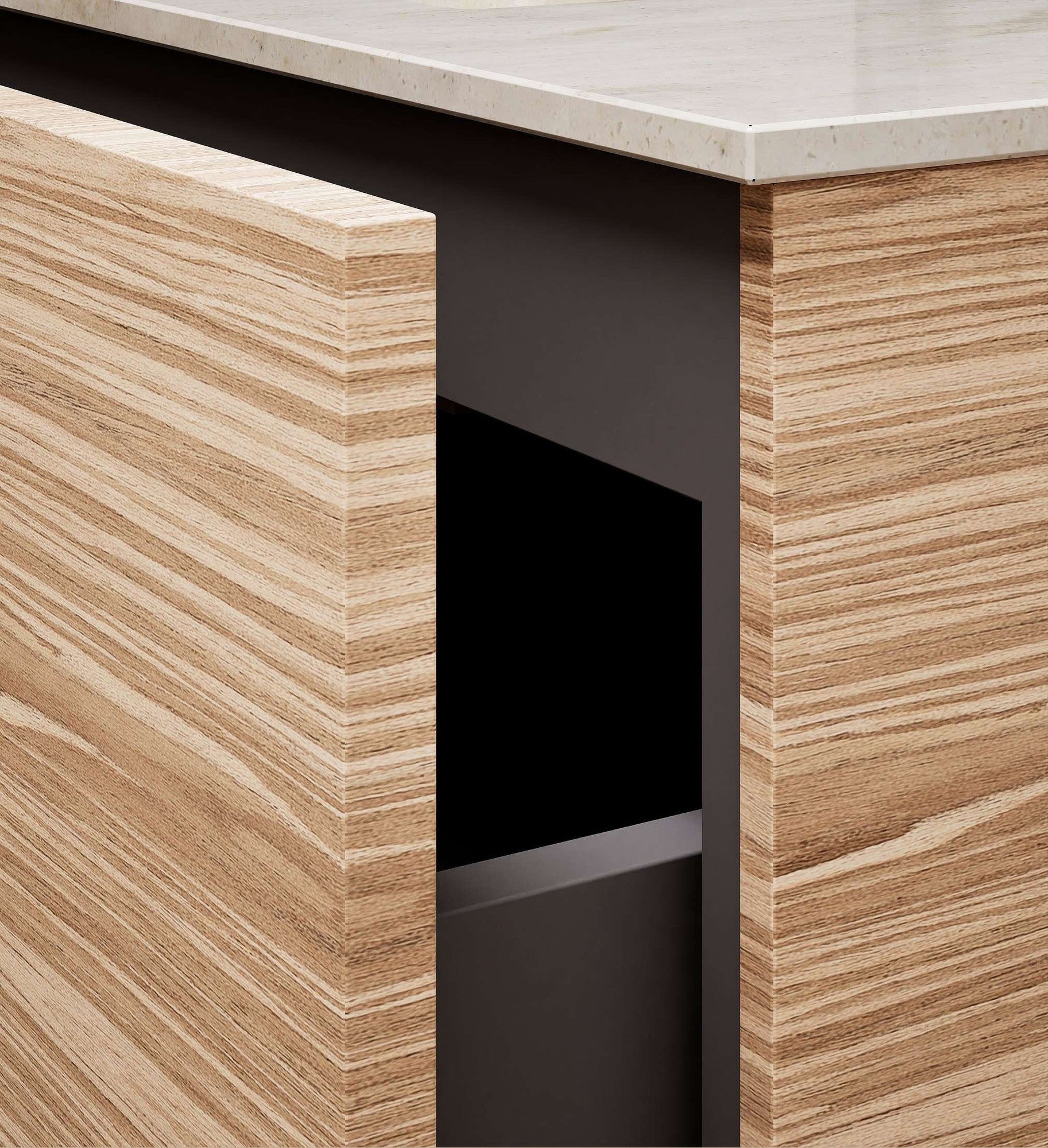 Aurora Single Set – Corian Sink & Countertop with 2 Drawers Vanity - ROVALUX