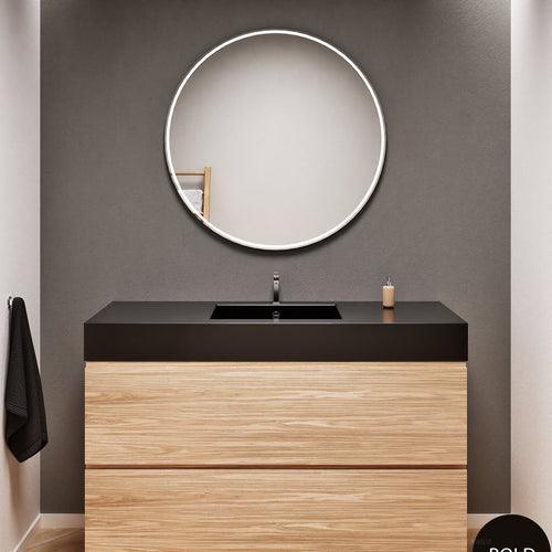 Aurora Single Set – Corian Sink & Countertop with 2 Drawers Vanity - ROVALUX