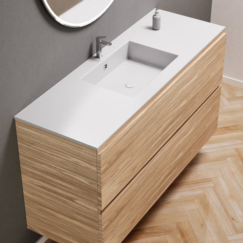 Aurora Single Set – Corian Sink & Countertop with 2 Drawers Vanity - ROVALUX