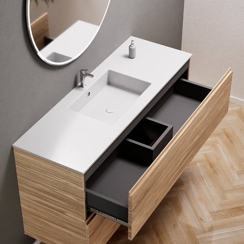 Aurora Single Set – Corian Sink & Countertop with 2 Drawers Vanity - ROVALUX
