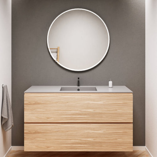 Aurora Single Set – Corian Sink & Countertop with 2 Drawers Vanity - ROVALUX
