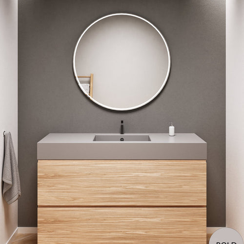 Aurora Single Set – Corian Sink & Countertop with 2 Drawers Vanity - ROVALUX