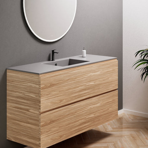 Aurora Single Set – Corian Sink & Countertop with 2 Drawers Vanity - ROVALUX