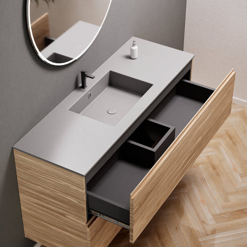 Aurora Single Set – Corian Sink & Countertop with 2 Drawers Vanity - ROVALUX
