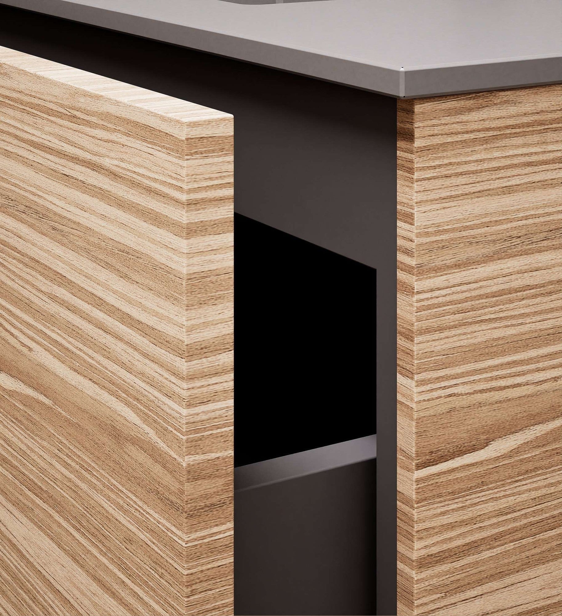 Aurora Single Set – Corian Sink & Countertop with 2 Drawers Vanity - ROVALUX