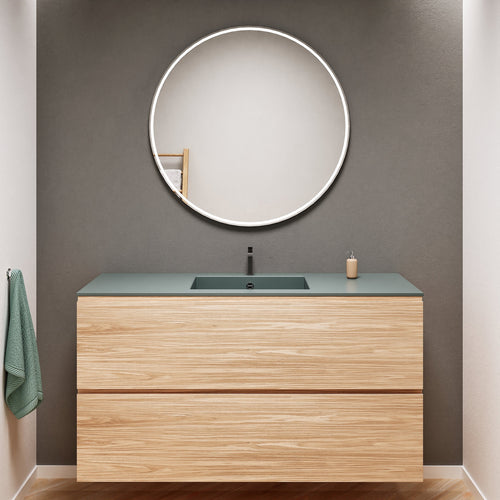 Aurora Single Set – Corian Sink & Countertop with 2 Drawers Vanity - ROVALUX