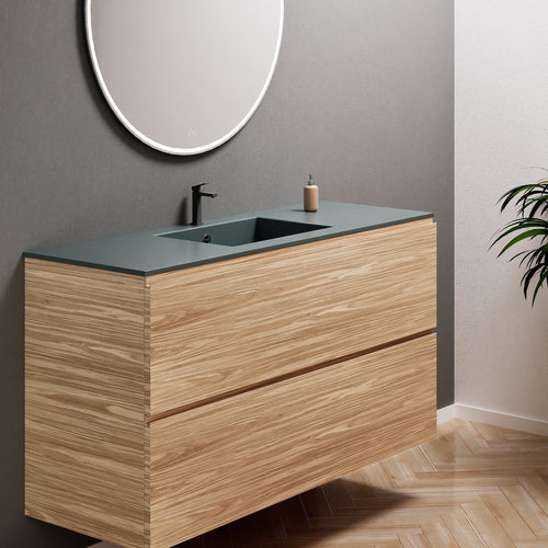 Aurora Single Set – Corian Sink & Countertop with 2 Drawers Vanity - ROVALUX