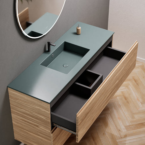 Aurora Single Set – Corian Sink & Countertop with 2 Drawers Vanity - ROVALUX