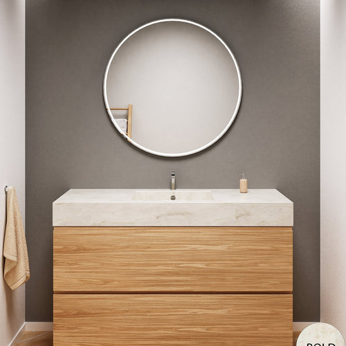 Aurora Single Set – Corian Sink & Countertop with 2 Drawers Vanity - ROVALUX