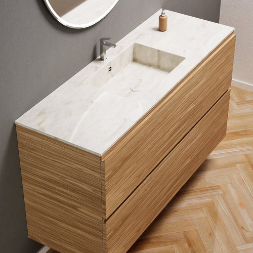 Aurora Single Set – Corian Sink & Countertop with 2 Drawers Vanity - ROVALUX