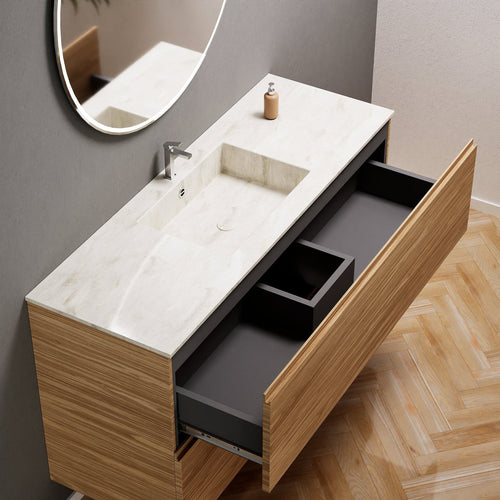 Aurora Single Set – Corian Sink & Countertop with 2 Drawers Vanity - ROVALUX