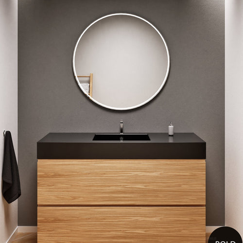 Aurora Single Set – Corian Sink & Countertop with 2 Drawers Vanity - ROVALUX