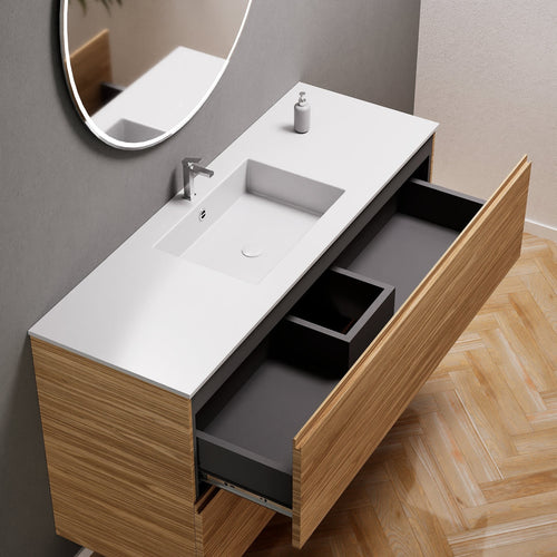 Aurora Single Set – Corian Sink & Countertop with 2 Drawers Vanity - ROVALUX