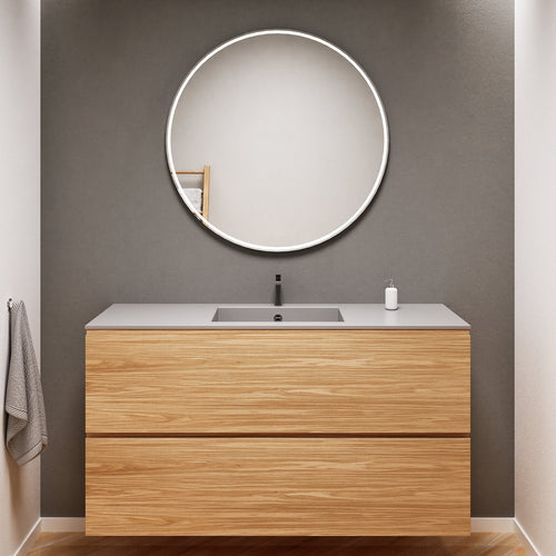 Aurora Single Set – Corian Sink & Countertop with 2 Drawers Vanity - ROVALUX