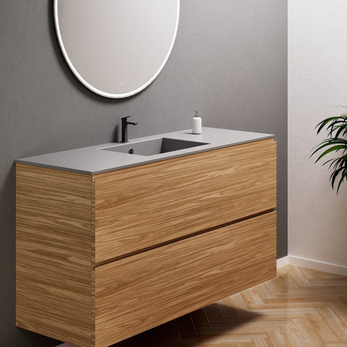 Aurora Single Set – Corian Sink & Countertop with 2 Drawers Vanity - ROVALUX