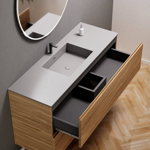 Aurora Single Set – Corian Sink & Countertop with 2 Drawers Vanity - ROVALUX
