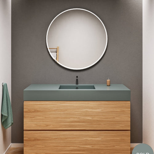 Aurora Single Set – Corian Sink & Countertop with 2 Drawers Vanity - ROVALUX