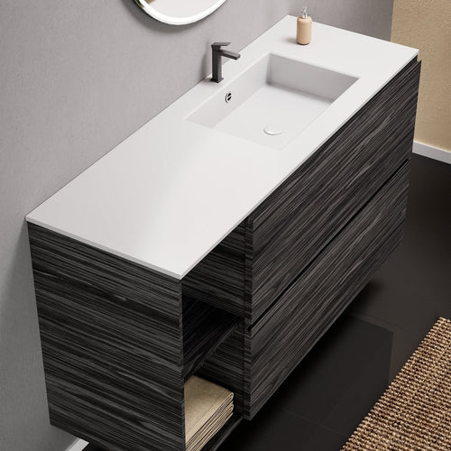 Aurora – Corian® Basin Unit with 2 Drawers and 2 Side Shelves - ROVALUX