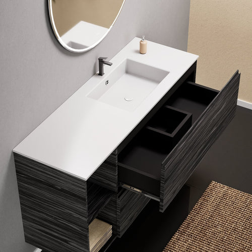 Aurora – Corian® Basin Unit with 2 Drawers and 2 Side Shelves - ROVALUX