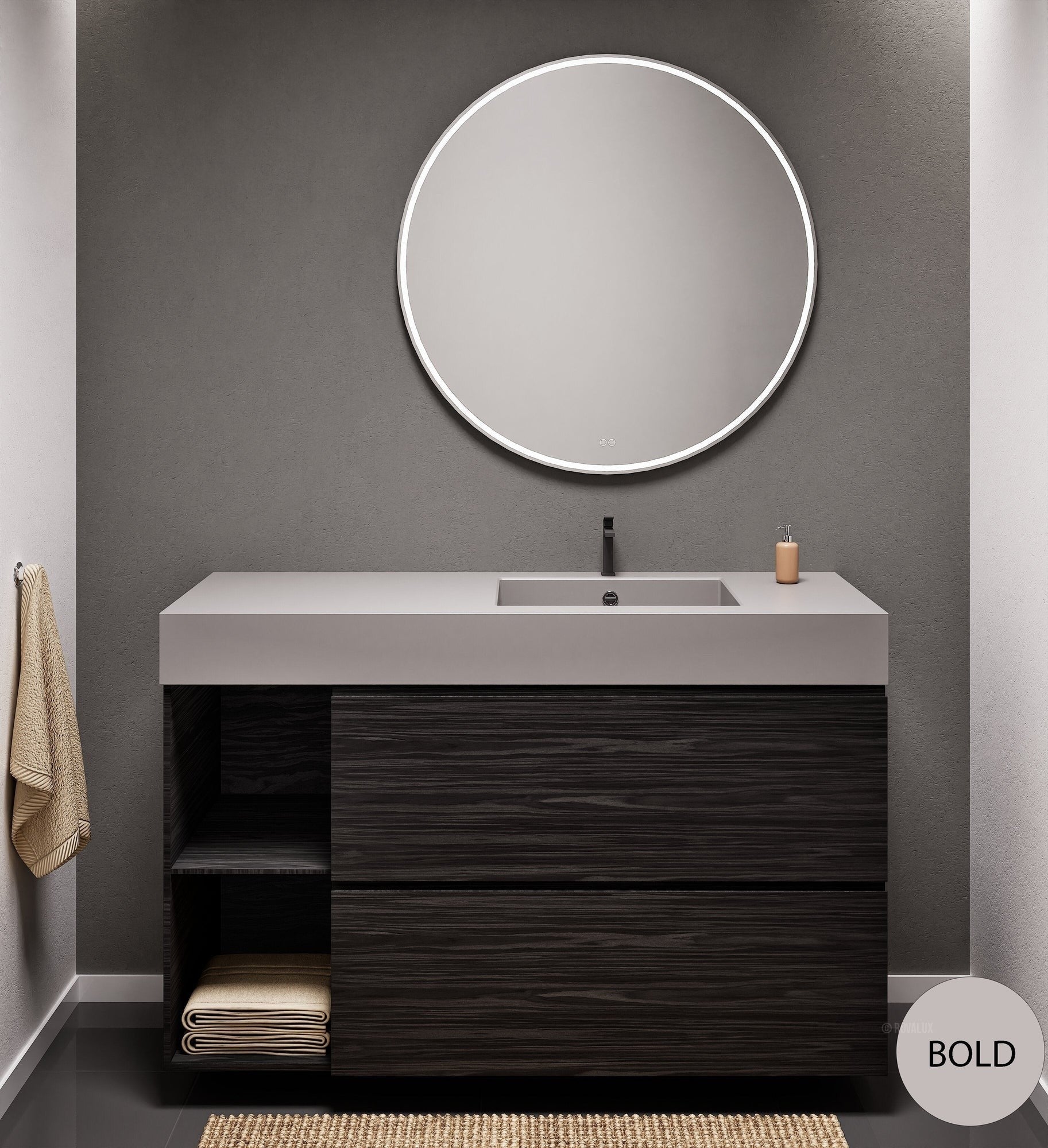 Aurora – Corian® Basin Unit with 2 Drawers and 2 Side Shelves - ROVALUX