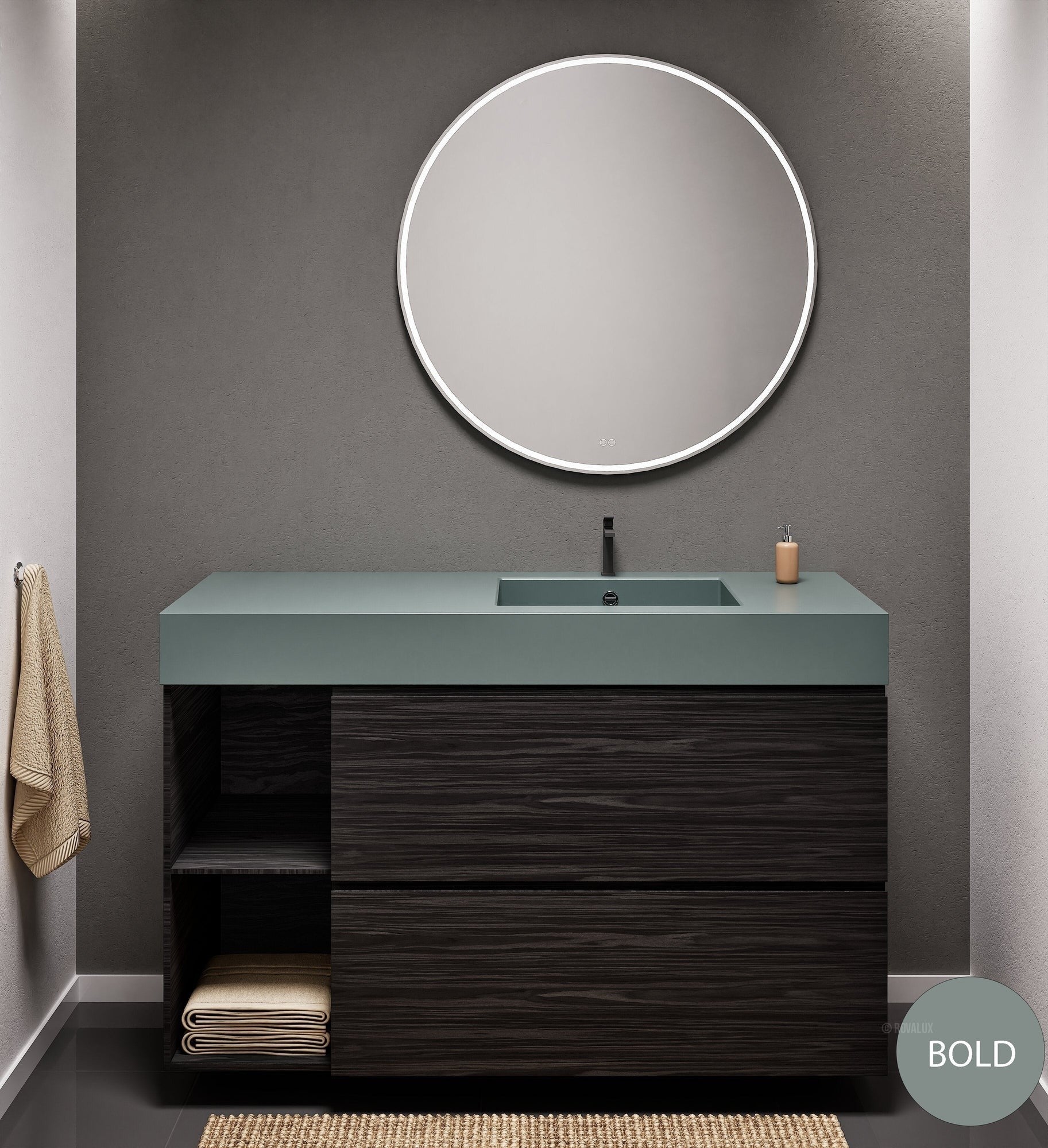 Aurora – Corian® Basin Unit with 2 Drawers and 2 Side Shelves - ROVALUX