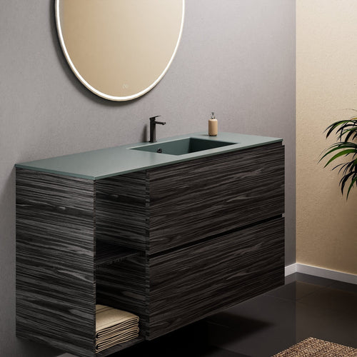 Aurora – Corian® Basin Unit with 2 Drawers and 2 Side Shelves - ROVALUX