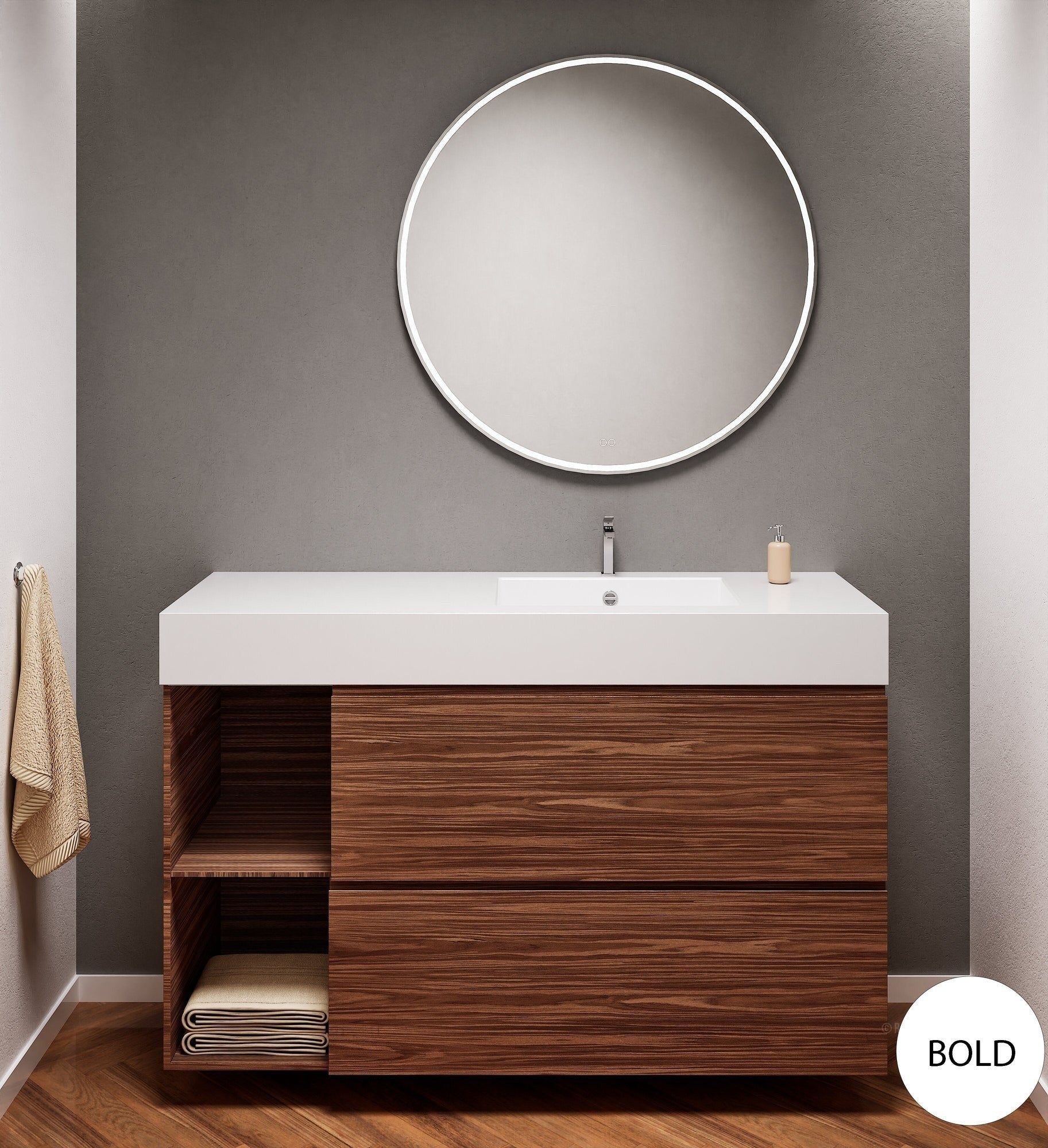 Aurora – Corian® Basin Unit with 2 Drawers and 2 Side Shelves - ROVALUX