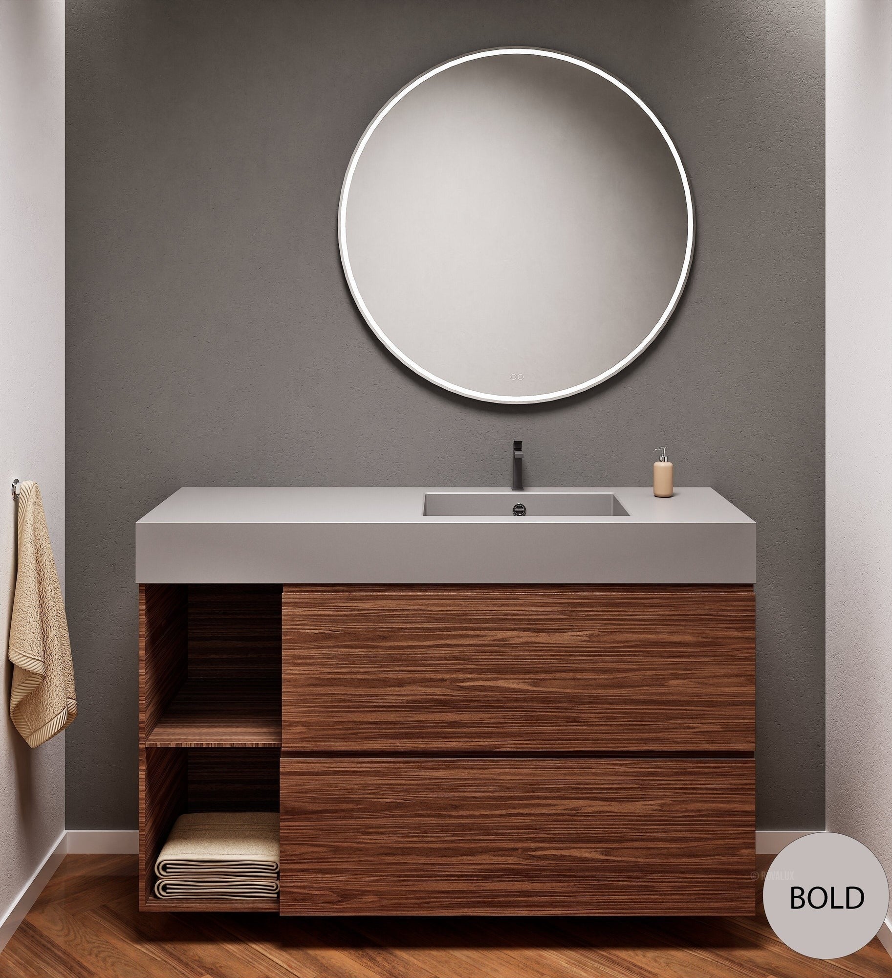 Aurora – Corian® Basin Unit with 2 Drawers and 2 Side Shelves - ROVALUX