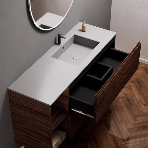 Aurora – Corian® Basin Unit with 2 Drawers and 2 Side Shelves - ROVALUX