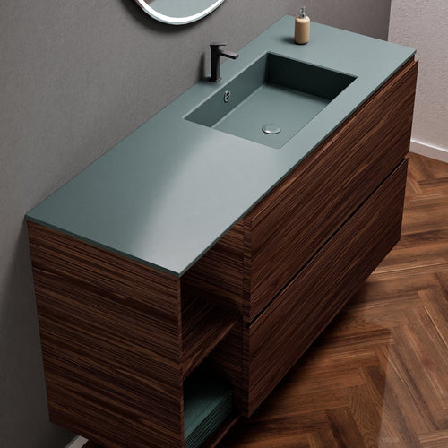 Aurora – Corian® Basin Unit with 2 Drawers and 2 Side Shelves - ROVALUX