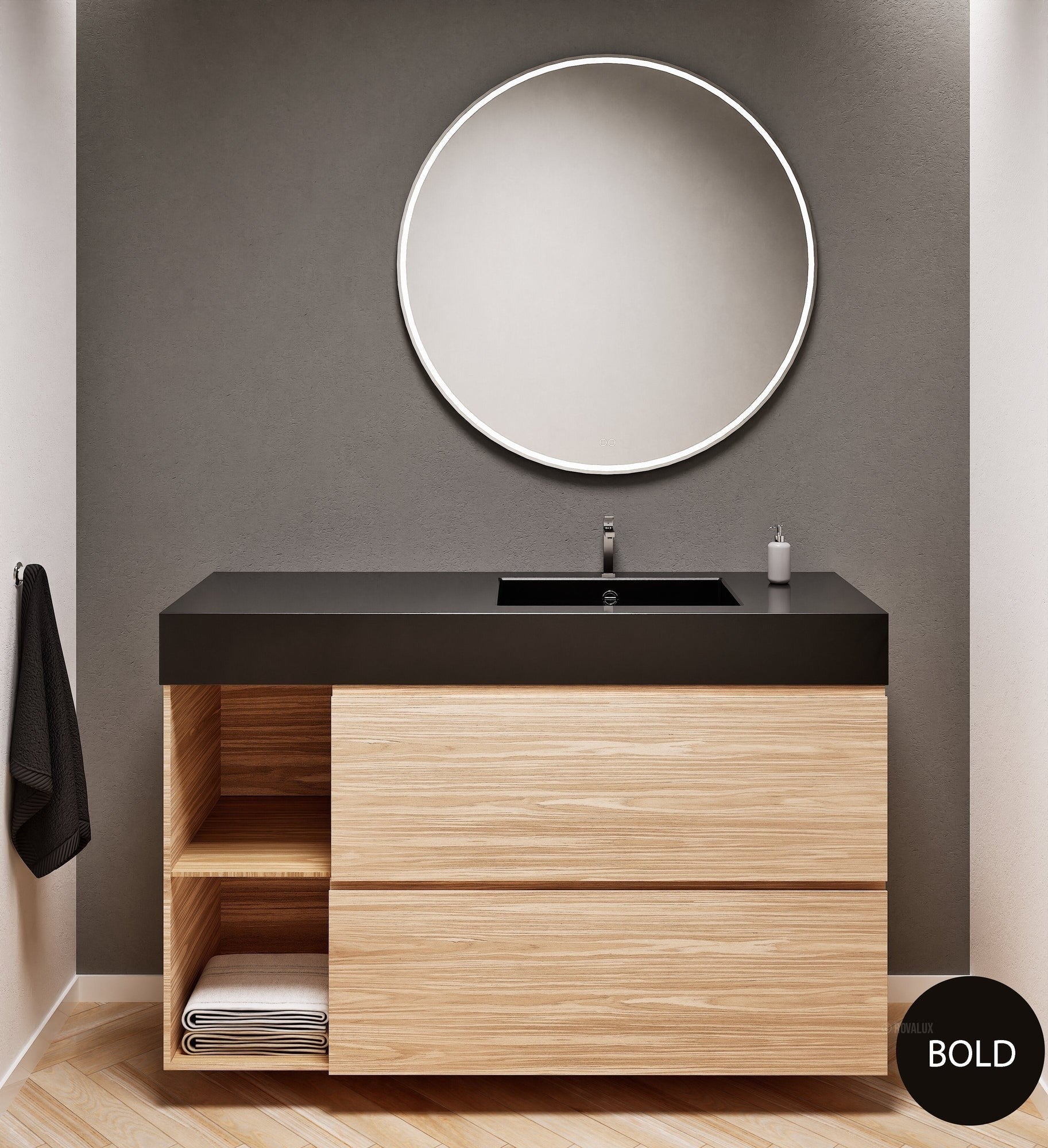 Aurora – Corian® Basin Unit with 2 Drawers and 2 Side Shelves - ROVALUX