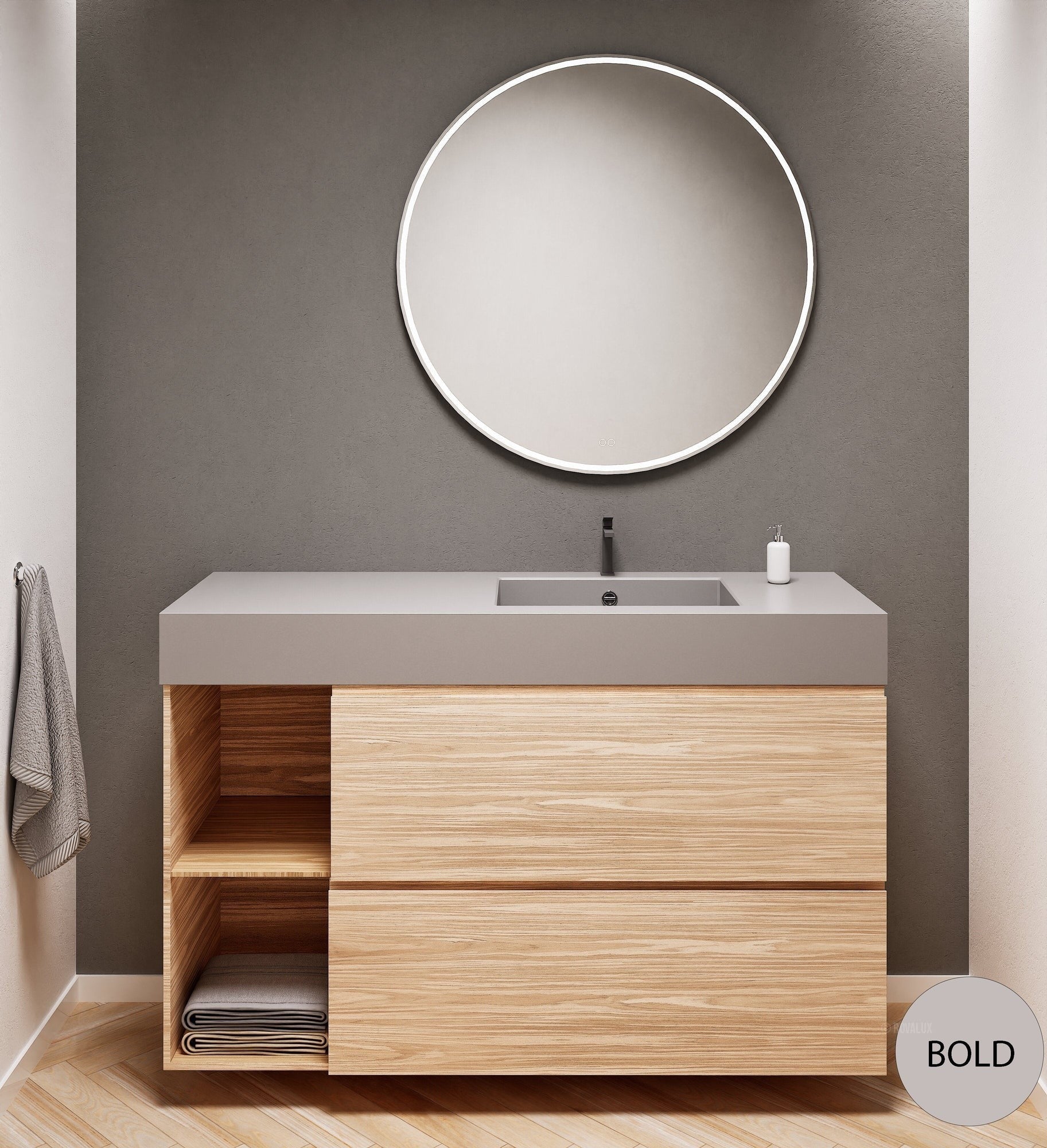 Aurora – Corian® Basin Unit with 2 Drawers and 2 Side Shelves - ROVALUX