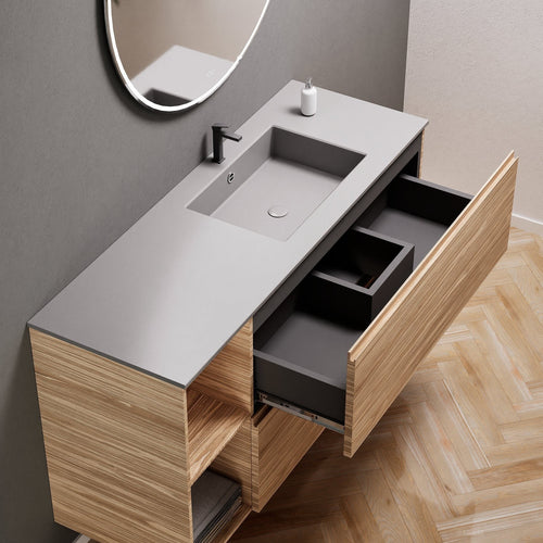 Aurora – Corian® Basin Unit with 2 Drawers and 2 Side Shelves - ROVALUX