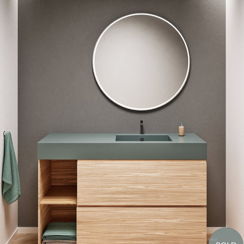 Aurora – Corian® Basin Unit with 2 Drawers and 2 Side Shelves - ROVALUX