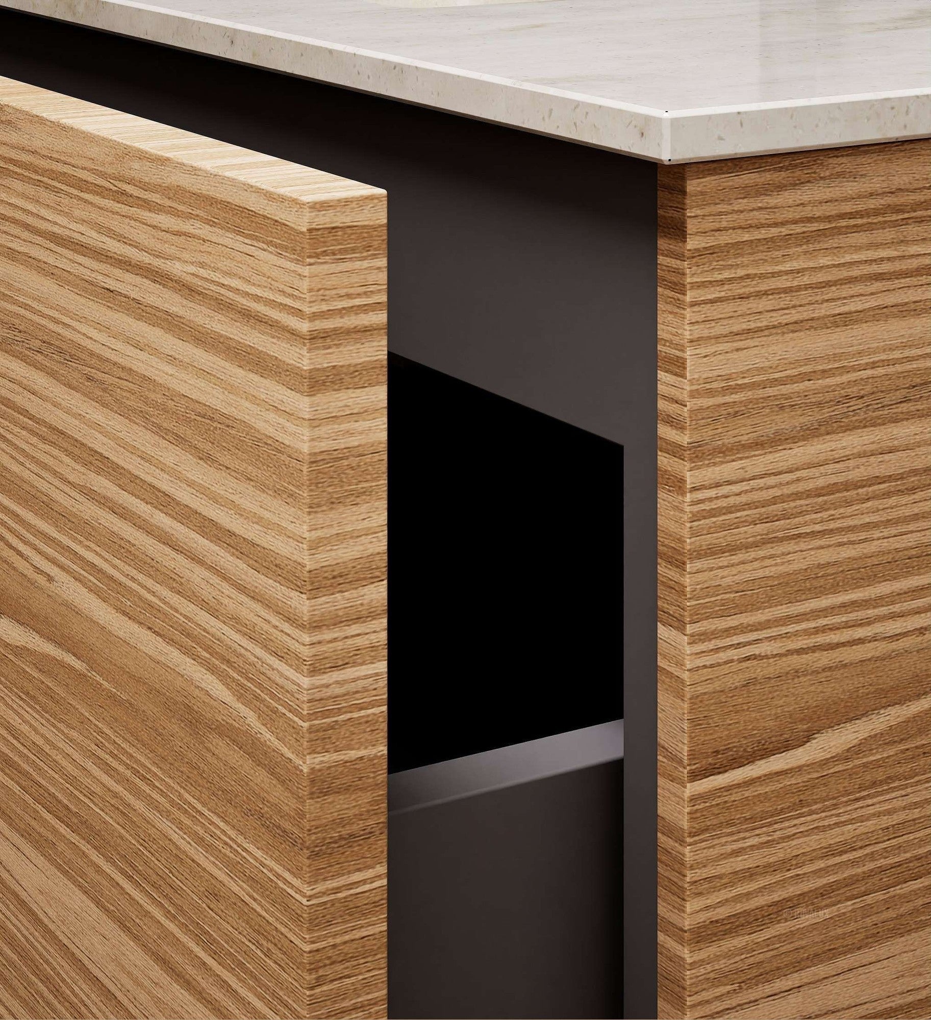 Aurora – Corian® Basin Unit with 2 Drawers and 2 Side Shelves - ROVALUX