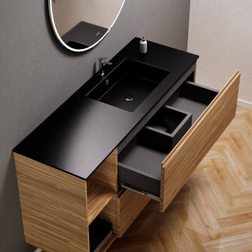 Aurora – Corian® Basin Unit with 2 Drawers and 2 Side Shelves - ROVALUX