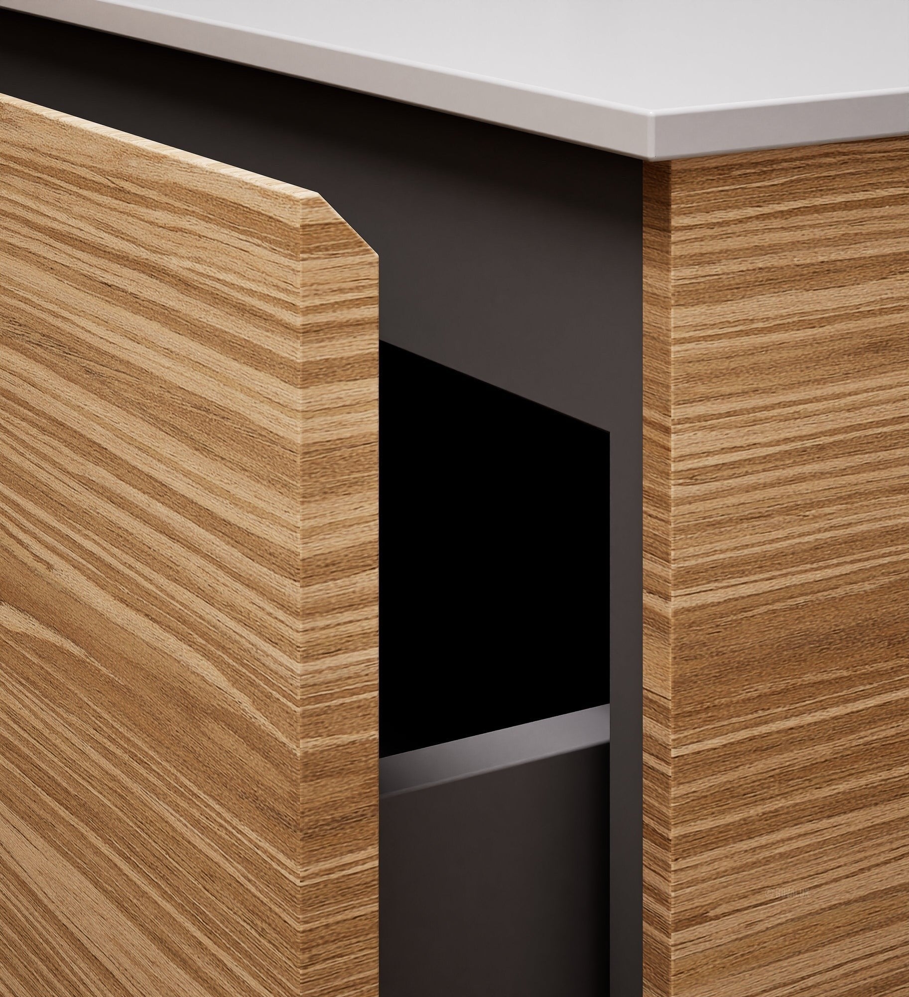 Aurora – Corian® Basin Unit with 2 Drawers and 2 Side Shelves - ROVALUX