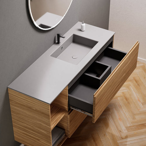 Aurora – Corian® Basin Unit with 2 Drawers and 2 Side Shelves - ROVALUX
