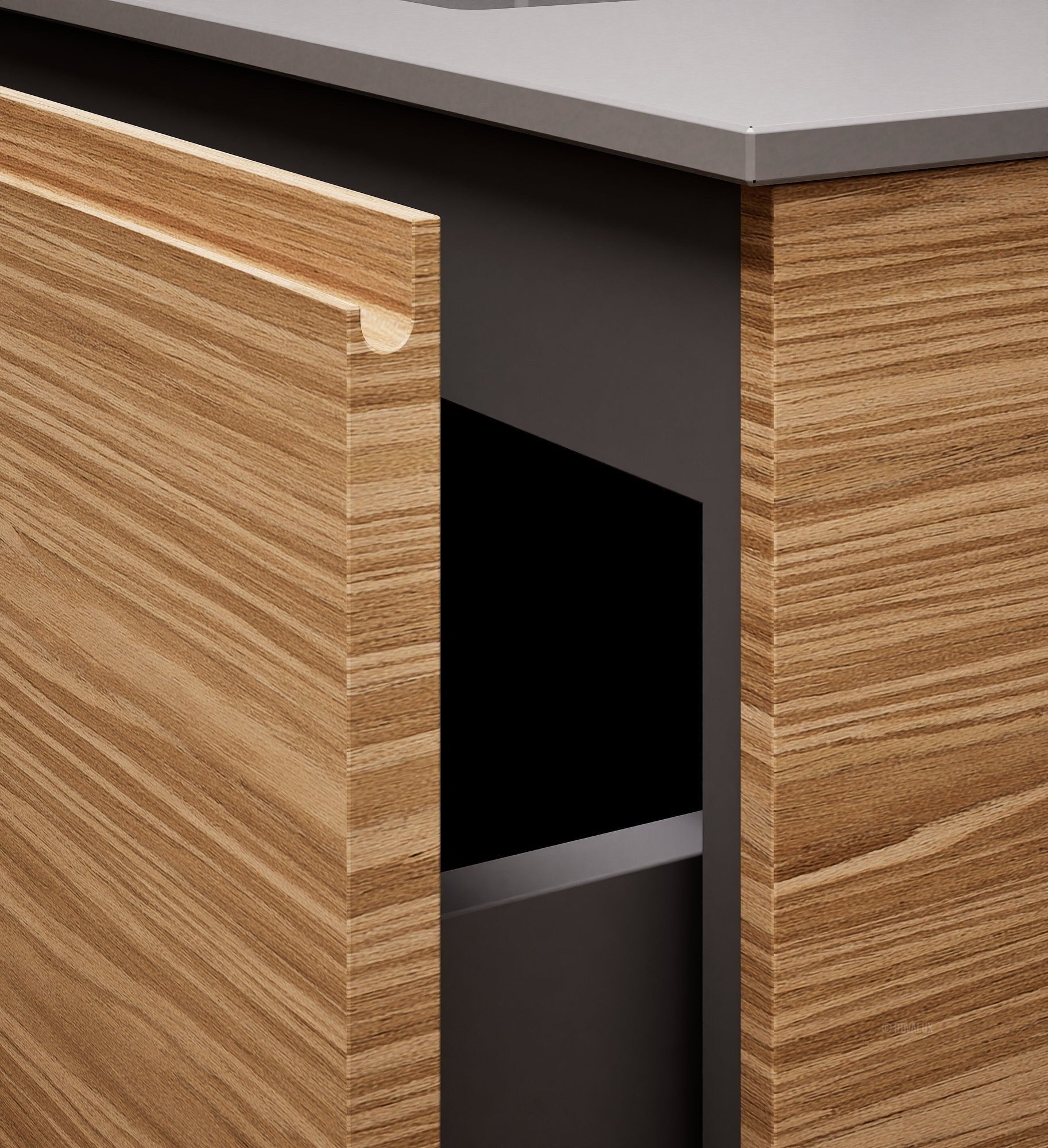 Aurora – Corian® Basin Unit with 2 Drawers and 2 Side Shelves - ROVALUX