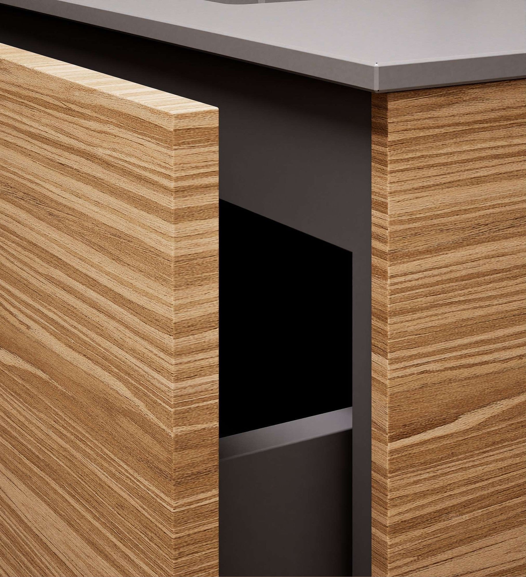 Aurora – Corian® Basin Unit with 2 Drawers and 2 Side Shelves - ROVALUX