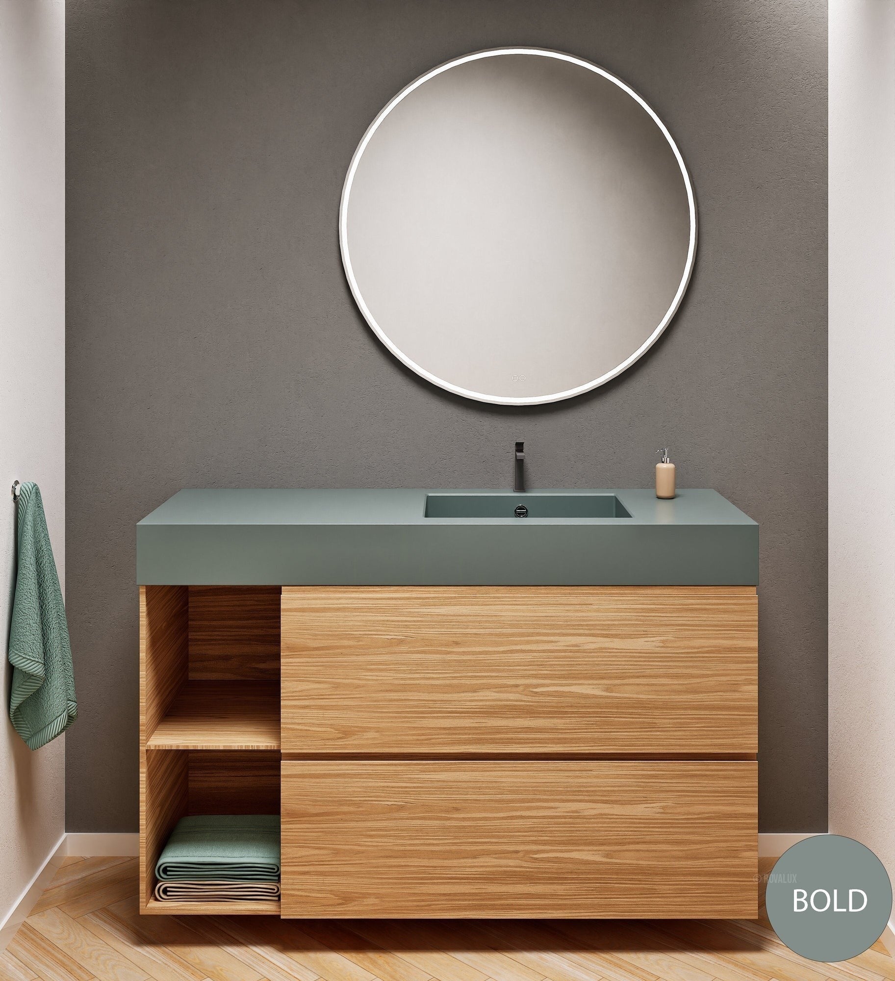 Aurora – Corian® Basin Unit with 2 Drawers and 2 Side Shelves - ROVALUX