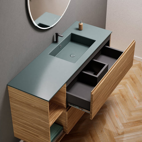 Aurora – Corian® Basin Unit with 2 Drawers and 2 Side Shelves - ROVALUX