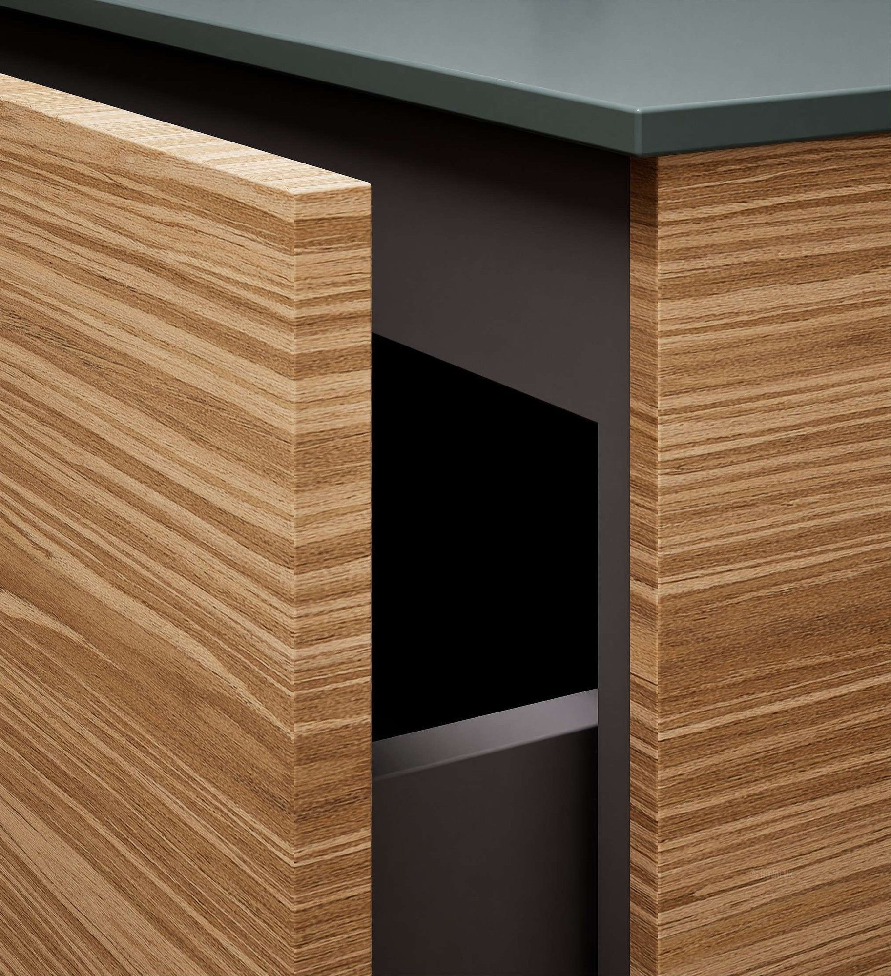 Aurora – Corian® Basin Unit with 2 Drawers and 2 Side Shelves - ROVALUX