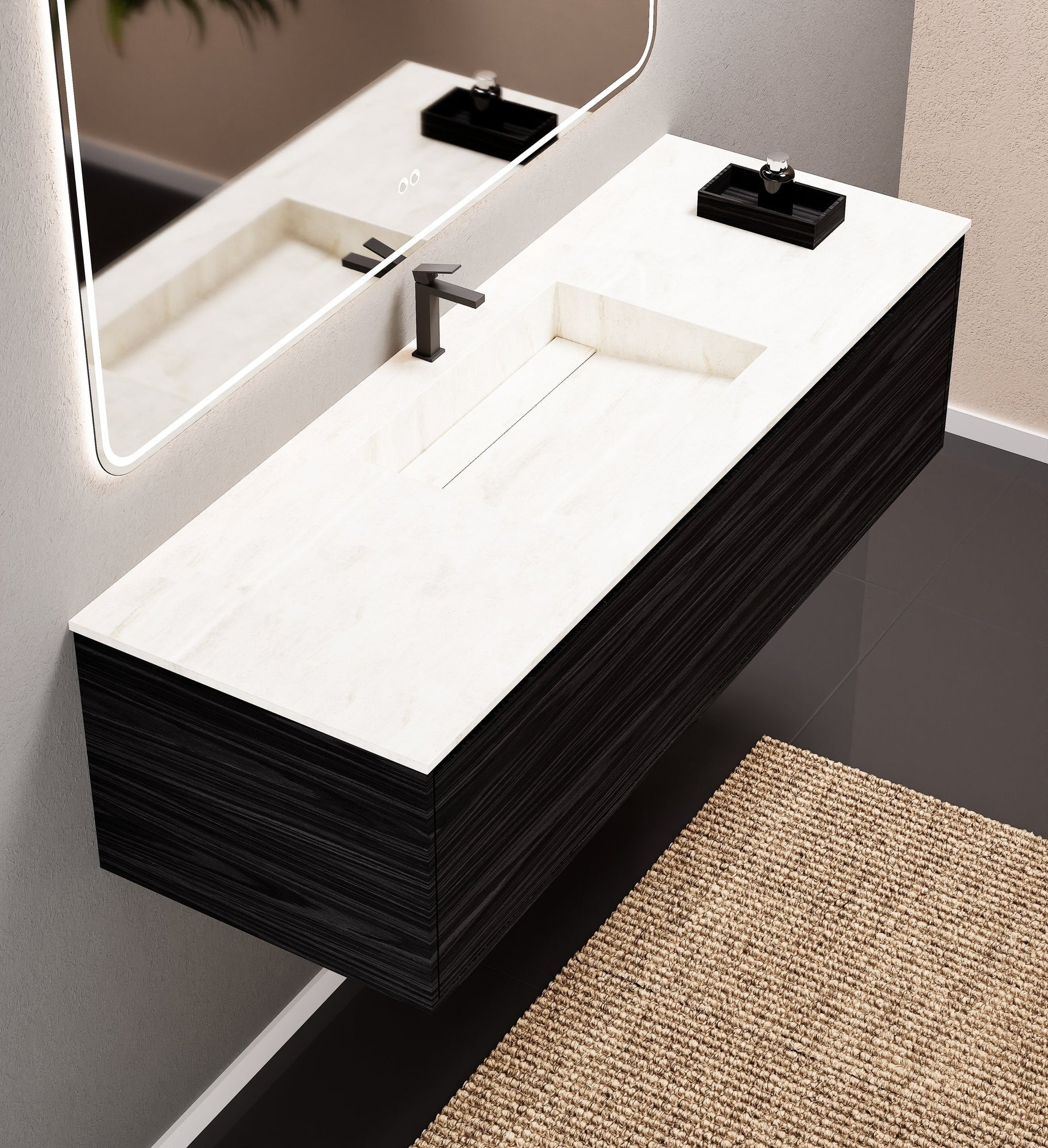 Aurora Frame – Corian® Basin with 1 Drawer Vanity - ROVALUX