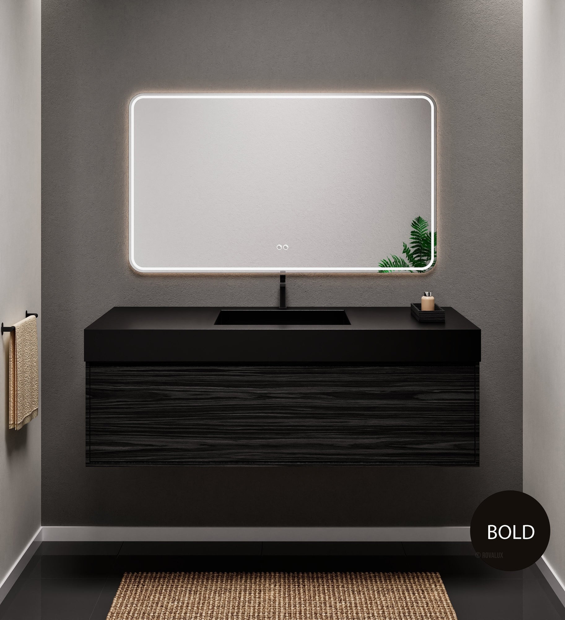 Aurora Frame – Corian® Basin with 1 Drawer Vanity - ROVALUX